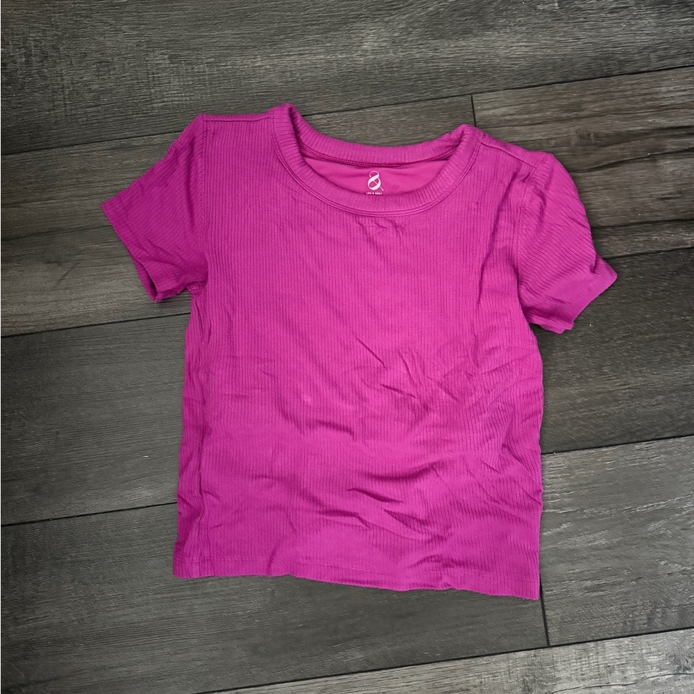 Magenta Ribbed Bra T-Shirt